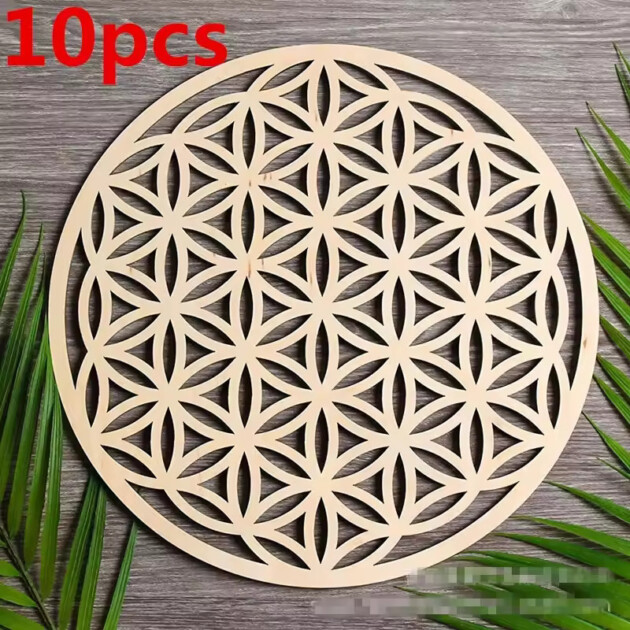 Plaque Fleur de Vie en Bois – Dynamisation & Harmonie Énergétique – Lot de 10